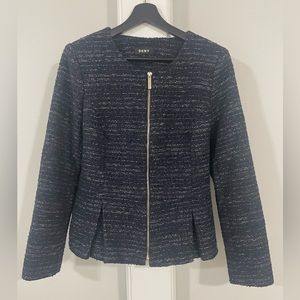 DKNY Tweed Zip-Up Peplum Jacket, Size 10